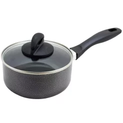 Best Pirce ⭐ Oster Clairborne 1.5 Qt. Aluminum Nonstick Sauce Pan In Charcoal Grey With Glass Lid ⌛