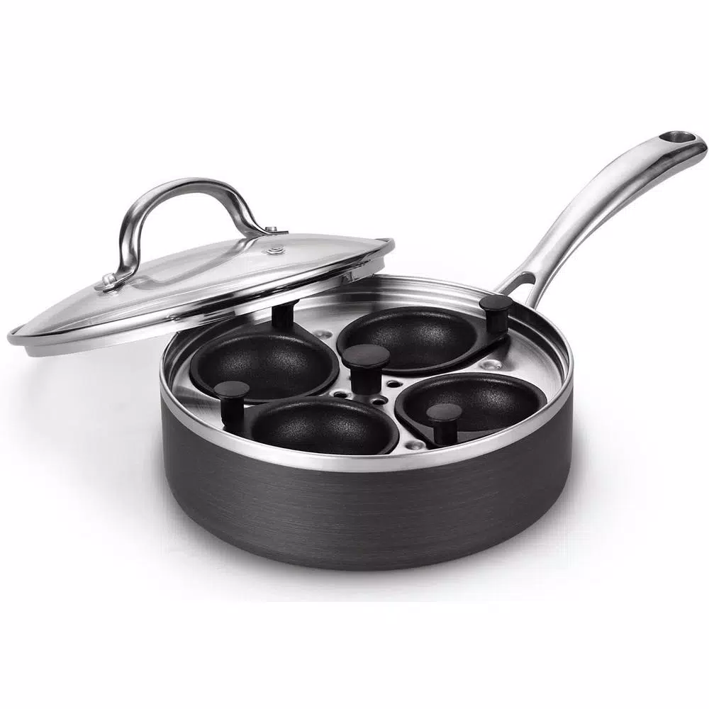 Brand new 🤩 Cooks Standard 4-Cup 8 In. Non-Stick Hard Anodized Egg Poacher Pan With Lid ❤️ 1 Brand new 🤩 Cooks Standard 4-Cup 8 In. Non-Stick Hard Anodized Egg Poacher Pan With Lid ❤️
