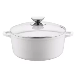 New 🔥 Berndes Vario Click Pearl 4.25 Qt. Round Cast Aluminum Ceramic Nonstick Dutch Oven In White With Glass Lid 😍