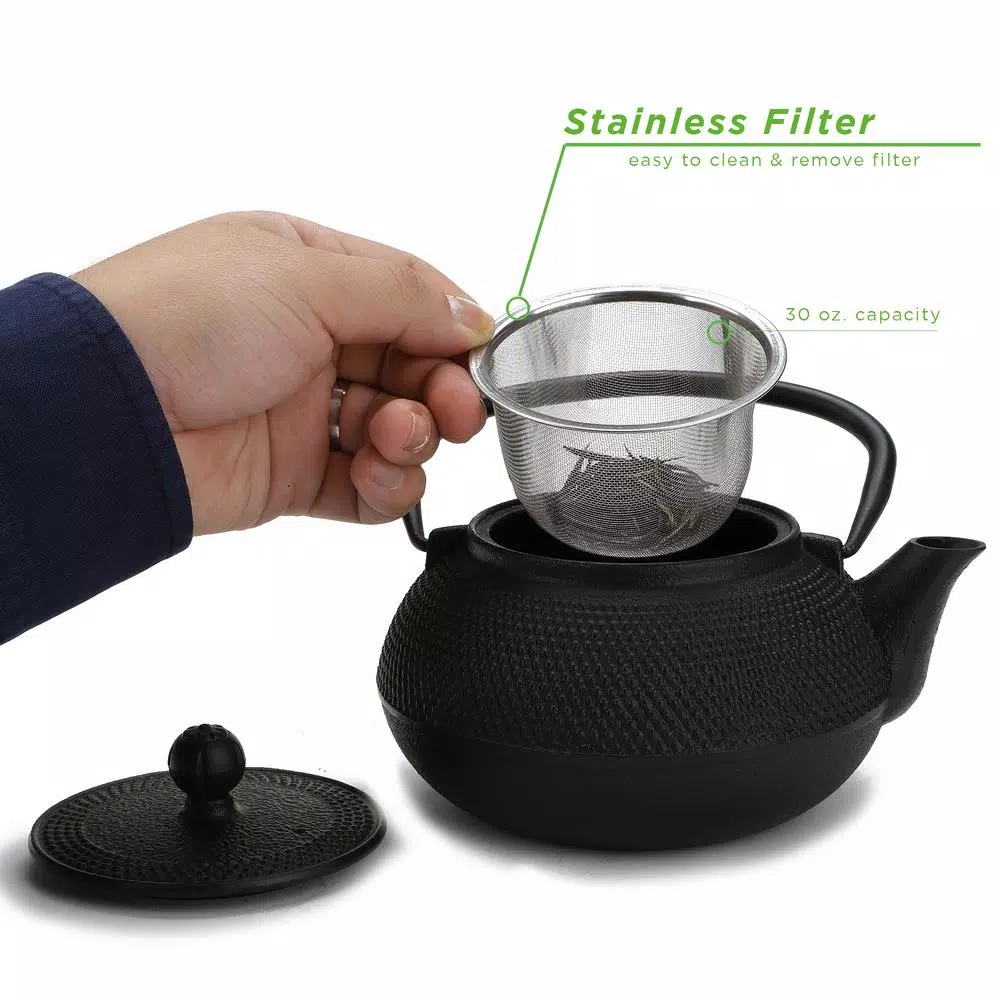 Best Sale 𧨠Mind Reader 3.75-Cup Black Japanese Style Cast Iron Tetsubin Tea Pot With Infuser π 2 Best Sale 𧨠Mind Reader 3.75-Cup Black Japanese Style Cast Iron Tetsubin Tea Pot With Infuser π - Image 2