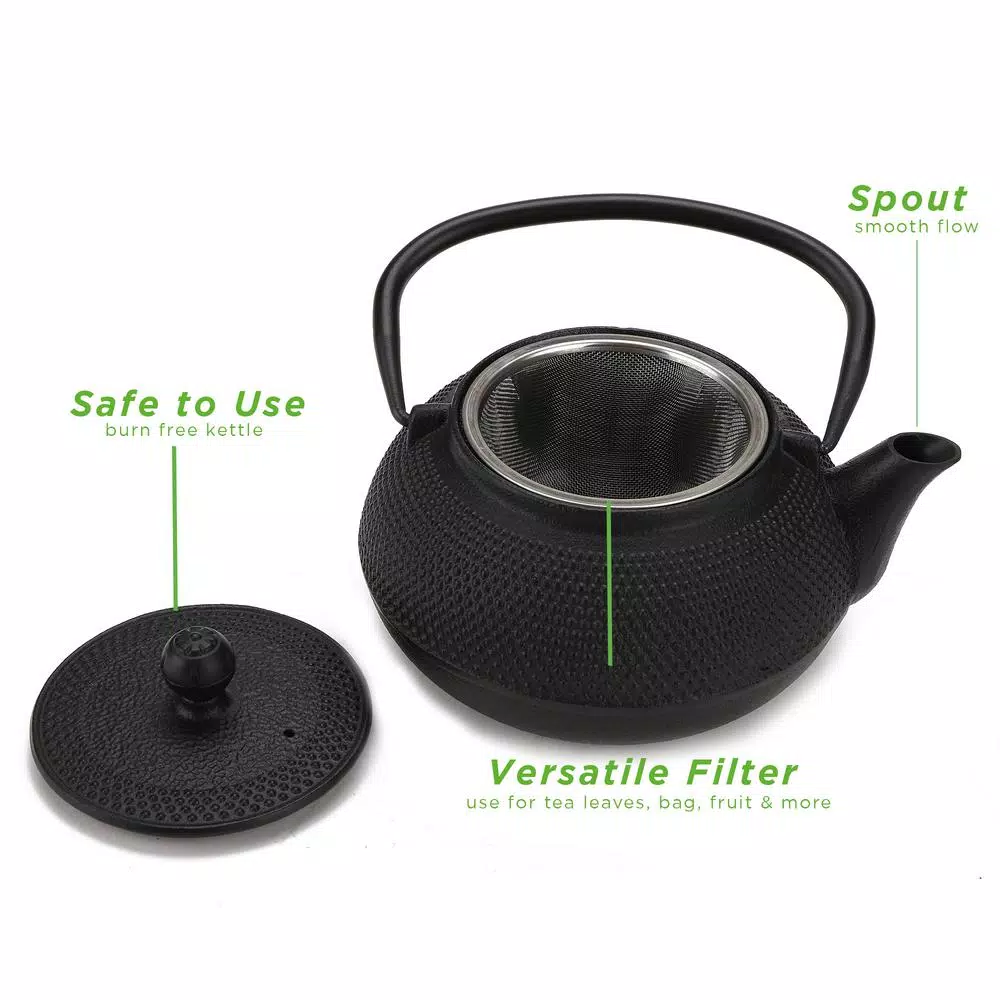 Best Sale 𧨠Mind Reader 3.75-Cup Black Japanese Style Cast Iron Tetsubin Tea Pot With Infuser π 4 Best Sale 𧨠Mind Reader 3.75-Cup Black Japanese Style Cast Iron Tetsubin Tea Pot With Infuser π - Image 4