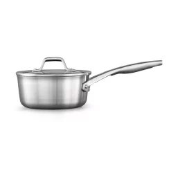 Outlet 🛒 Calphalon Premier 1.5 Qt. Stainless Steel Sauce Pan With Glass Lid 🤩