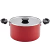 Budget ✨ Farberware Neat Nest Space Saving 6 Qt. Aluminum Nonstick Sauce Pot In Red With Glass Lid 🔔