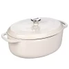 Best Sale 🔥 Lodge Enamelware 7 Qt. Oval Cast Iron Dutch Oven In Oyster White With Lid 🥰