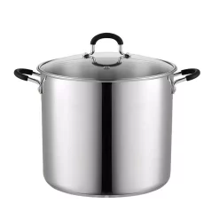 Brand new 😀 Cook N Home 12 Qt. Stainless Steel Stock Pot In Black And Stainless Steel With Glass Lid 🛒