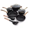 Coupon 🥰 Oster Allsberg 10-Piece Aluminum Nonstick Cookware Set In Black And Bronze 💯