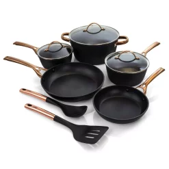 Coupon 🥰 Oster Allsberg 10-Piece Aluminum Nonstick Cookware Set In Black And Bronze 💯