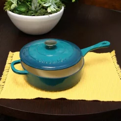 Deals 🤩 Crock-Pot Artisan 3.5 Qt. Cast Iron Nonstick Saute Pan In Teal Ombre With Lid ⌛ -Cheap Cookware Shop unnamed file 4070