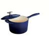 Hot Sale 👍 Tramontina Gourmet 2.5 Qt. Porcelain-Enameled Cast Iron Sauce Pan In Gradated Cobalt With Lid 🔥
