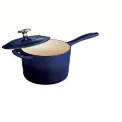Hot Sale ๐ Tramontina Gourmet 2.5 Qt. Porcelain-Enameled Cast Iron Sauce Pan In Gradated Cobalt With Lid ๐ฅ
