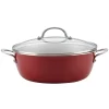 Best Pirce 🎁 Ayesha Curry Home Collection 7.5 Qt. Aluminum Nonstick Stock Pot In Sienna Red With Glass Lid ⌛