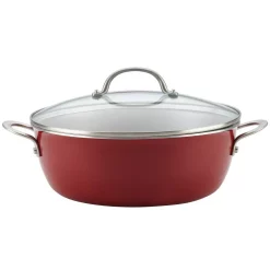 Best Pirce π Ayesha Curry Home Collection 7.5 Qt. Aluminum Nonstick Stock Pot In Sienna Red With Glass Lid β