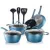 Coupon 🎉 NutriChef Home Kitchen 11- Piece Aluminum Cookware Set In Blue ✨