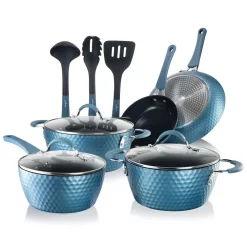 Coupon 🎉 NutriChef Home Kitchen 11- Piece Aluminum Cookware Set In Blue ✨