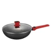 Flash Sale 🎉 AMERCOOK 11 In. Scratch Resistant Aluminum Round Wok And Lid With Detachable Handle ❤️