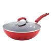 Best Sale 😉 Rachael Ray Classic Brights 11 In. Aluminum Nonstick Stir Fry Pan In Red Gradient With Glass Lid 🔔