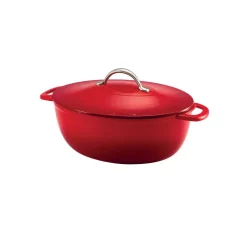 Best Pirce 😉 Tramontina Gourmet Enameled 6.5 Qt. Oval Cast Iron Dutch Oven In Gradated Red With Lid 🥰