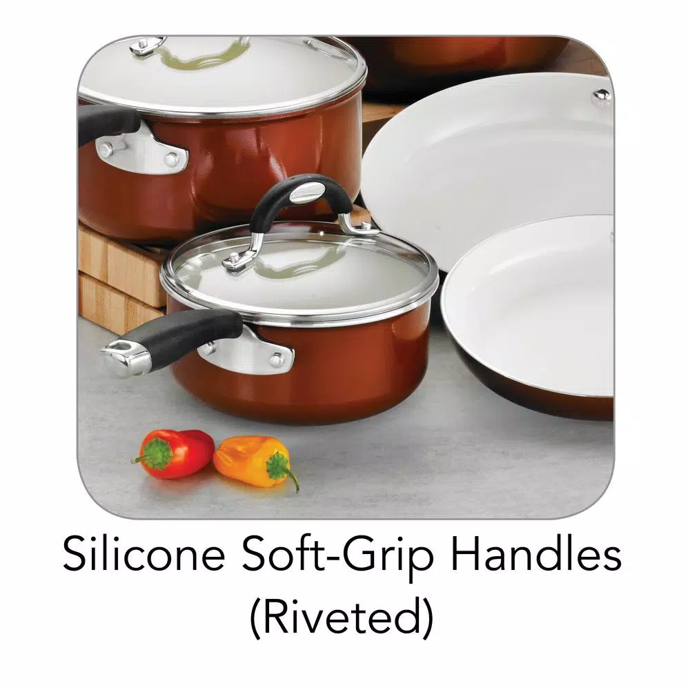 Outlet 🔥 Tramontina Style Ceramica 10-Piece Aluminum Ceramic Nonstick Cookware Set In Metallic Copper 💯 2 Outlet 🔥 Tramontina Style Ceramica 10-Piece Aluminum Ceramic Nonstick Cookware Set In Metallic Copper 💯 - Image 2