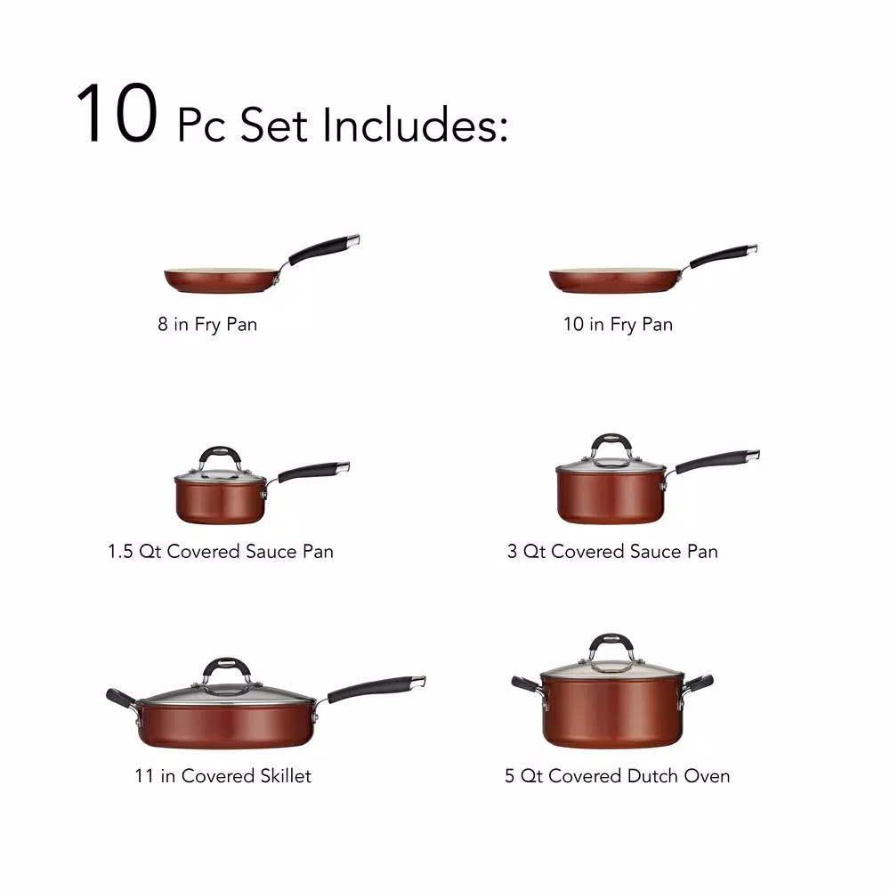 Outlet 🔥 Tramontina Style Ceramica 10-Piece Aluminum Ceramic Nonstick Cookware Set In Metallic Copper 💯 5 Outlet 🔥 Tramontina Style Ceramica 10-Piece Aluminum Ceramic Nonstick Cookware Set In Metallic Copper 💯 - Image 5