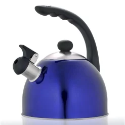 New 💯 Creative Home Rhapsody 2.1 Qt. (8.4 Cup) Stainless Steel Whistling Tea Kettle With Metallic Blue Powder 🧥 Coating 😉