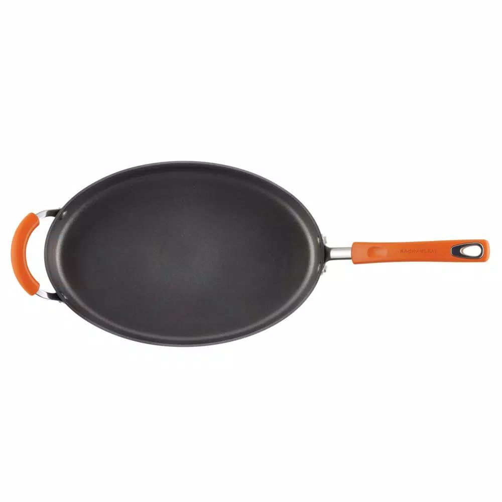 Hot Sale π Rachael Ray Classic Brights 5 Qt. Hard-Anodized Aluminum Nonstick Saute Pan In Orange And Gray With Glass Lid π 2 Hot Sale π Rachael Ray Classic Brights 5 Qt. Hard-Anodized Aluminum Nonstick Saute Pan In Orange And Gray With Glass Lid π - Image 2