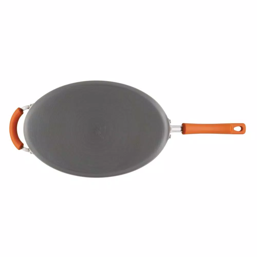 Hot Sale π Rachael Ray Classic Brights 5 Qt. Hard-Anodized Aluminum Nonstick Saute Pan In Orange And Gray With Glass Lid π 3 Hot Sale π Rachael Ray Classic Brights 5 Qt. Hard-Anodized Aluminum Nonstick Saute Pan In Orange And Gray With Glass Lid π - Image 3