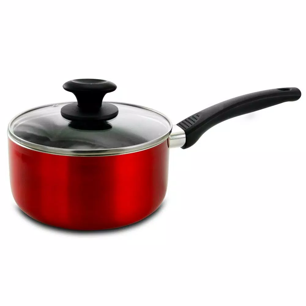 Discount 🎉 Oster Merrion 2.5 Qt. Aluminum Nonstick Sauce Pan In Red With Glass Lid 🌟 1 Discount 🎉 Oster Merrion 2.5 Qt. Aluminum Nonstick Sauce Pan In Red With Glass Lid 🌟
