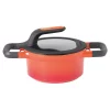 New 😀 BergHOFF GEM Stay Cool 1.6 Qt. Cast Aluminum Nonstick Sauce Pan In Orange With Glass Lid 🤩