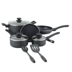 Outlet π₯° Oster Ashford 10-Piece Aluminum Nonstick Cookware Set In Black π₯°