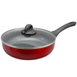 Outlet π Oster Herscher 3.5 Qt. Aluminum Nonstick Saute Pan In Red Gloss With Glass Lid π