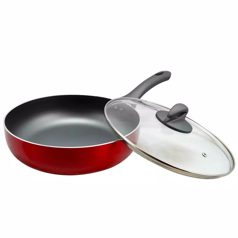 Outlet π Oster Herscher 3.5 Qt. Aluminum Nonstick Saute Pan In Red Gloss With Glass Lid π 2 Outlet π Oster Herscher 3.5 Qt. Aluminum Nonstick Saute Pan In Red Gloss With Glass Lid π - Image 2
