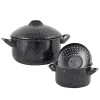 Outlet 😍 Gibson Home Casselman 4-Piece Steel Nonstick Pasta Pot Set In Black Speckle 🔔