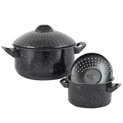 Outlet 😍 Gibson Home Casselman 4-Piece Steel Nonstick Pasta Pot Set In Black Speckle 🔔