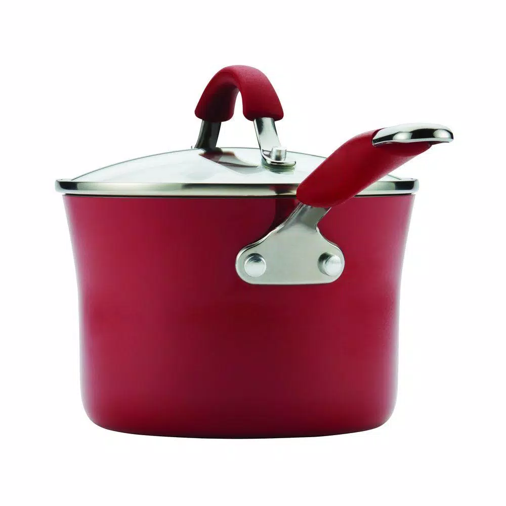 Best Pirce π€© Rachael Ray Cucina 2 Qt. Aluminum Nonstick Sauce Pan In Cranberry Red With Glass Lid π₯ 3 Best Pirce π€© Rachael Ray Cucina 2 Qt. Aluminum Nonstick Sauce Pan In Cranberry Red With Glass Lid π₯ - Image 3