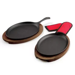 Coupon ✔️ Tramontina 6-Piece10 In. Fajita Pan Set With Wood Trivets – Cast Iron – Preseasoned 😉
